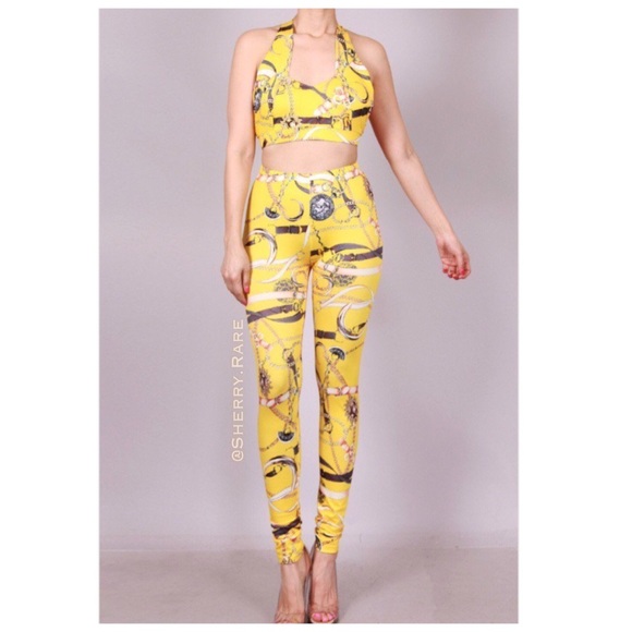 Yellow Printed Pants Set - Picture 7 of 8